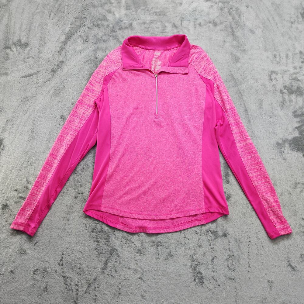Danskin Now Jacket Womens M Pink Semi-Fitted 1/4 Zip Long Sleeve Thumbholes Gym